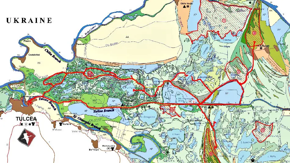 Croaziera-hotel-plutitor-harta-traseu birdwatching-cruise-in-the-danube-delta